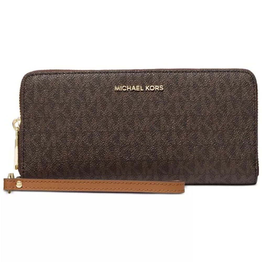 Michael Kors Monogram Brown and Gold Wallet